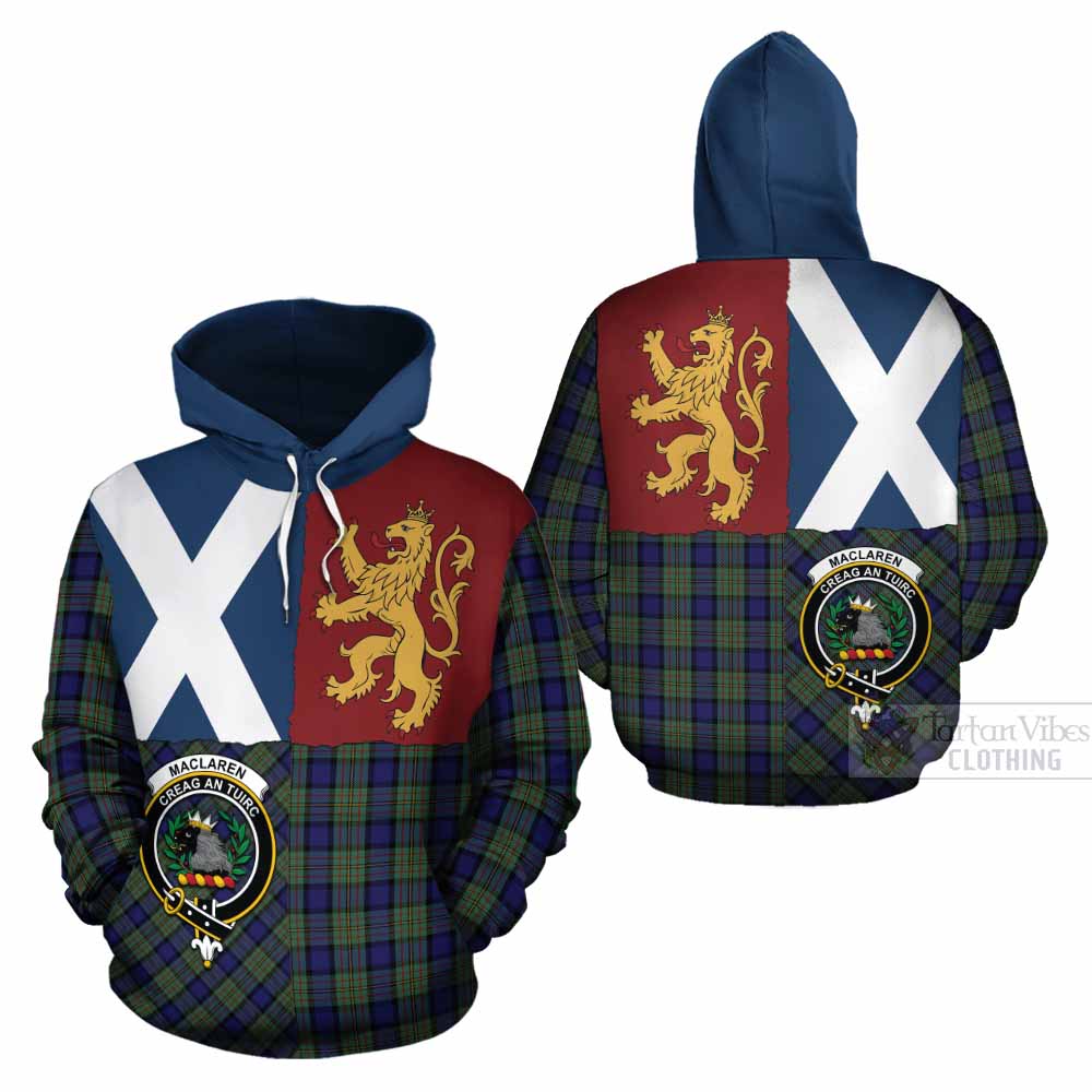 MacLaren (McLaren) Crest Tartan Cotton Hoodie with Lion Rampant Saltire Style - Tartan Vibes Clothing