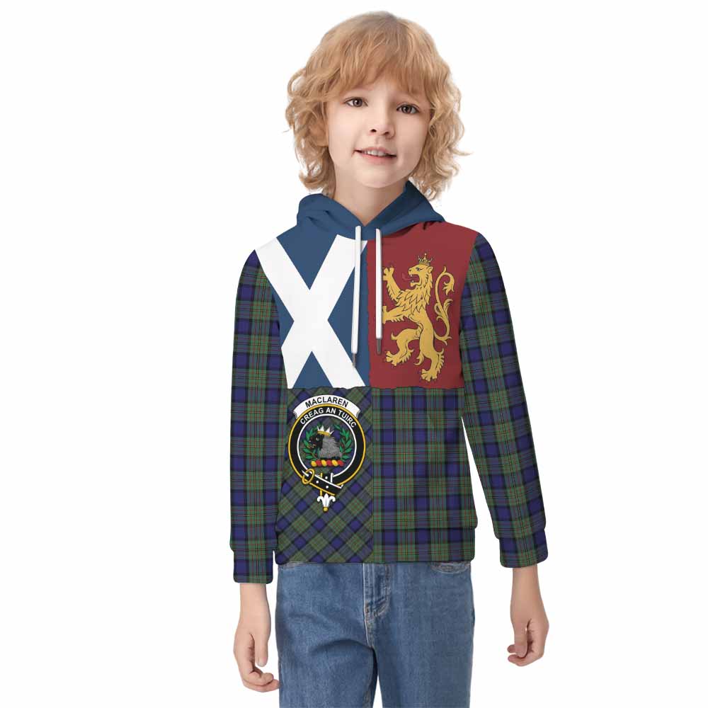 MacLaren (McLaren) Crest Tartan Kid Hoodie with Lion Rampant Saltire Style - Tartan Vibes Clothing