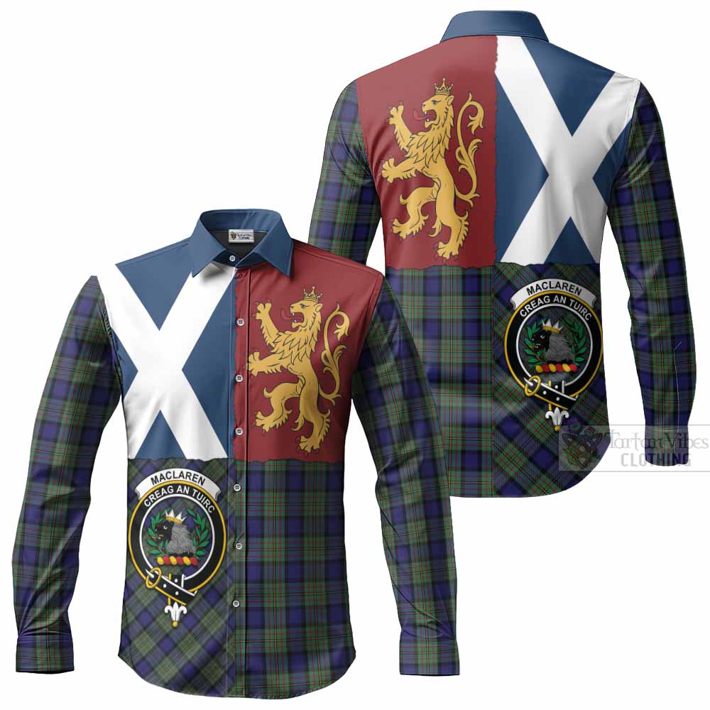 MacLaren (McLaren) Crest Tartan Long Sleeve Button Shirts with Lion Rampant Saltire Style
