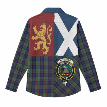 MacLaren (McLaren) Crest Tartan Women Casual Shirt with Lion Rampant Saltire Style