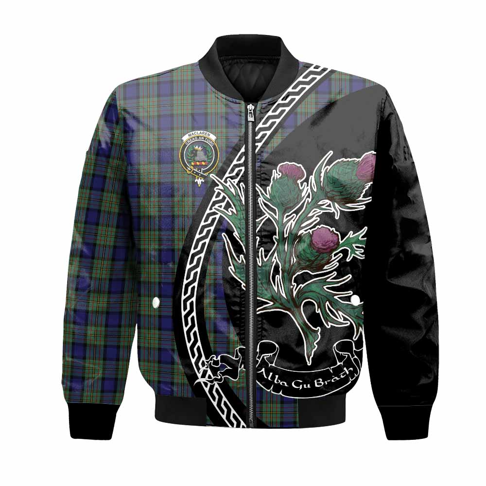 MacLaren (McLaren) Family Crest Tartan Bomber Jacket Alba Thistle Inspired - Tartan Vibes Clothing