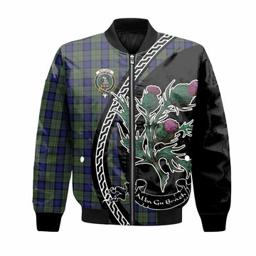 MacLaren (McLaren) Family Crest Tartan Bomber Jacket Alba Thistle Inspired