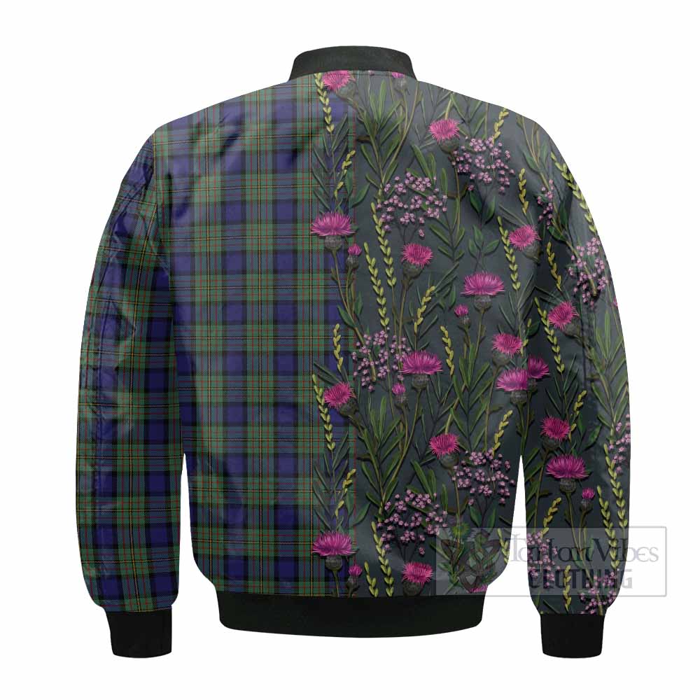 MacLaren (McLaren) Family Crest Tartan Bomber Jacket Scottish Thistle Flower Pattern Half Style - Tartan Vibes Clothing