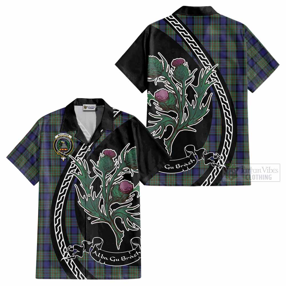 MacLaren (McLaren) Family Crest Tartan Cotton Hawaiian Shirt Alba Thistle Inspired - Tartan Vibes Clothing