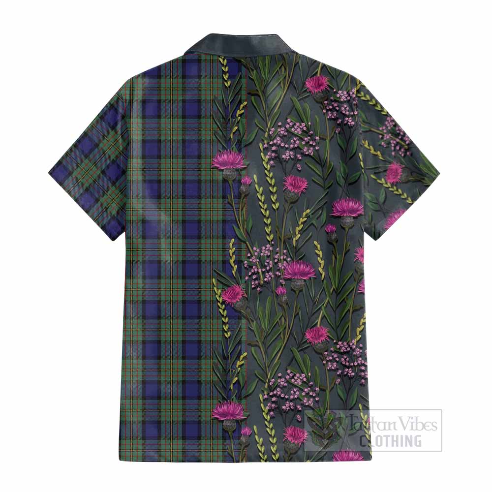 MacLaren (McLaren) Family Crest Tartan Cotton Hawaiian Shirt Scottish Thistle Flower Pattern Half Style - Tartan Vibes Clothing
