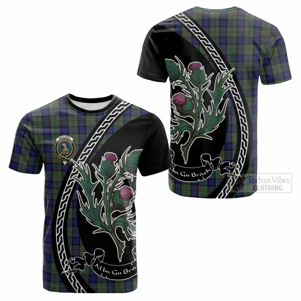 MacLaren (McLaren) Family Crest Tartan Cotton T-shirt Alba Thistle Inspired - Tartan Vibes Clothing