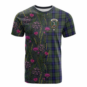 MacLaren (McLaren) Family Crest Tartan Cotton T-shirt Scottish Thistle Flower Pattern Half Style - Tartan Vibes Clothing