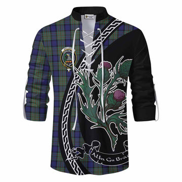 MacLaren (McLaren) Family Crest Tartan Ghillie Shirt Alba Thistle Inspired