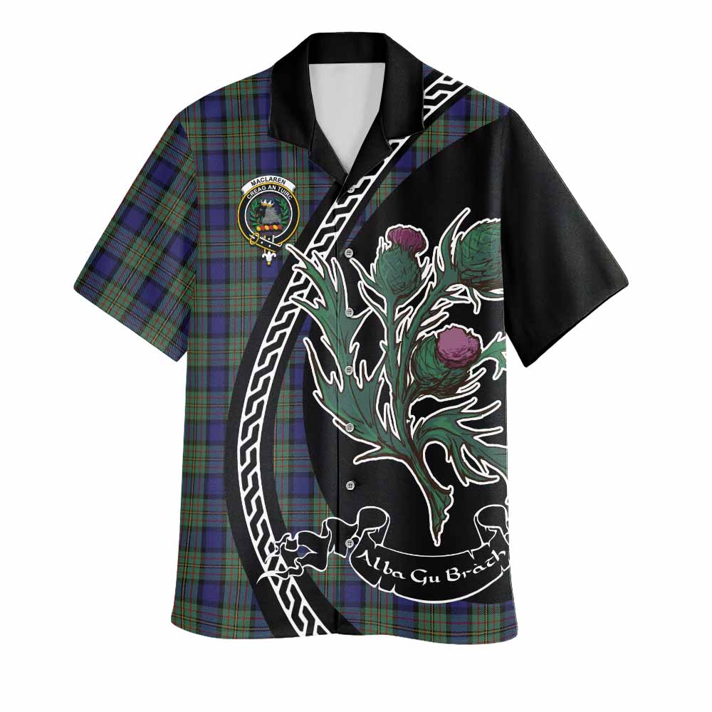MacLaren (McLaren) Family Crest Tartan Hawaiian Shirt Alba Thistle Inspired - Tartan Vibes Clothing