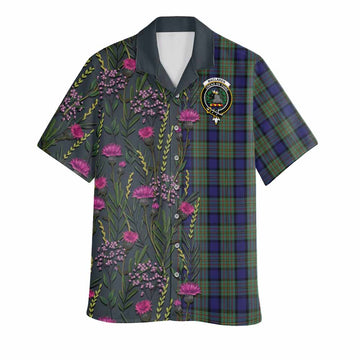 MacLaren (McLaren) Family Crest Tartan Hawaiian Shirt Scottish Thistle Flower Pattern Half Style - Tartan Vibes Clothing