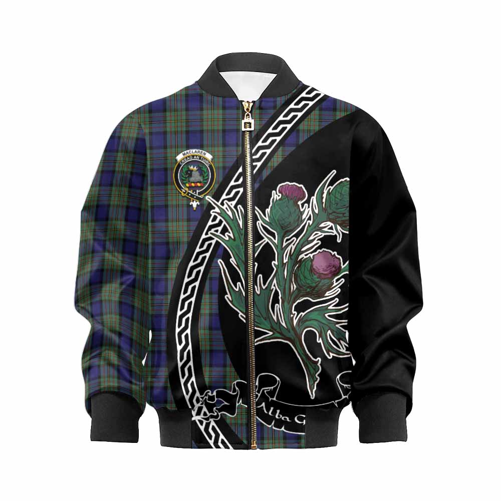 MacLaren (McLaren) Family Crest Tartan Kid Bomber Jacket Alba Thistle Inspired - Tartan Vibes Clothing