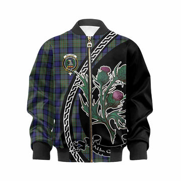 MacLaren (McLaren) Family Crest Tartan Kid Bomber Jacket Alba Thistle Inspired