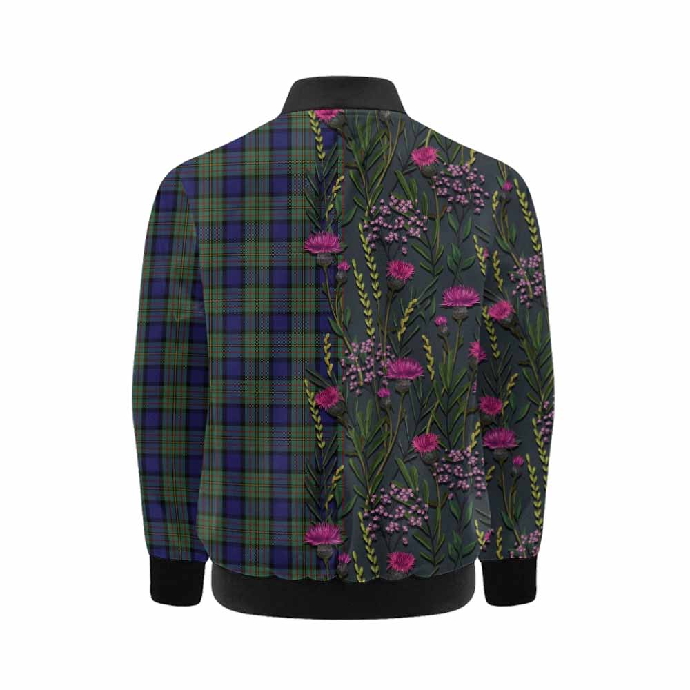 MacLaren (McLaren) Family Crest Tartan Kid Bomber Jacket Scottish Thistle Flower Pattern Half Style - Tartan Vibes Clothing