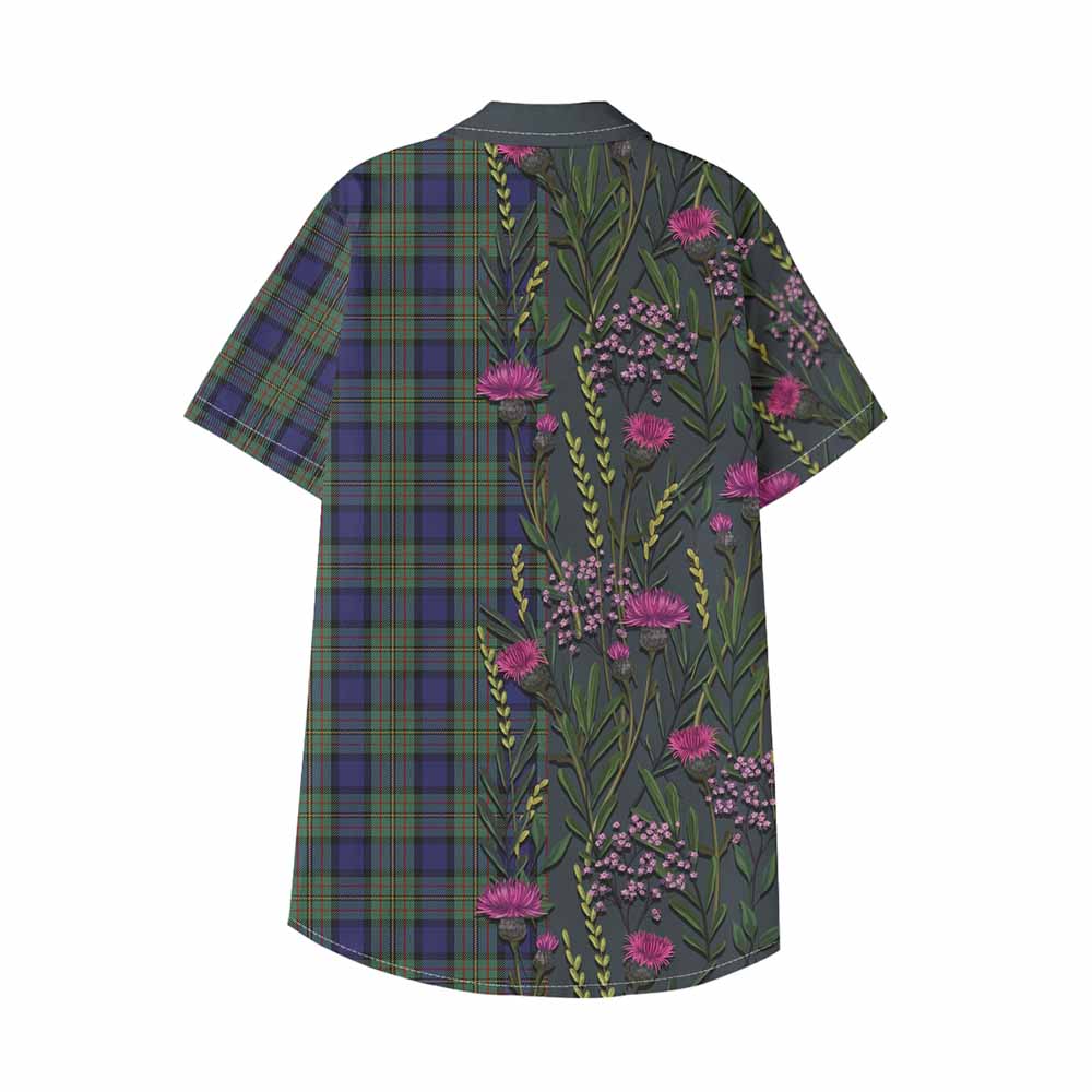 MacLaren (McLaren) Family Crest Tartan Kid Hawaiian Shirt Scottish Thistle Flower Pattern Half Style - Tartan Vibes Clothing