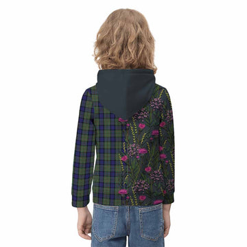 MacLaren (McLaren) Family Crest Tartan Kid Hoodie Scottish Thistle Flower Pattern Half Style
