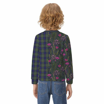 MacLaren (McLaren) Family Crest Tartan Kid Knitted Sweatshirt Scottish Thistle Flower Pattern Half Style
