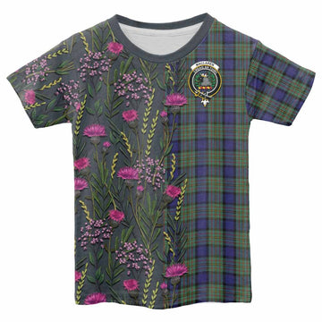 MacLaren (McLaren) Family Crest Tartan Kid T-shirt Scottish Thistle Flower Pattern Half Style - Tartan Vibes Clothing