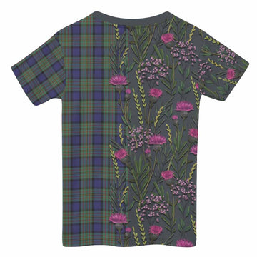 MacLaren (McLaren) Family Crest Tartan Kid T-shirt Scottish Thistle Flower Pattern Half Style - Tartan Vibes Clothing