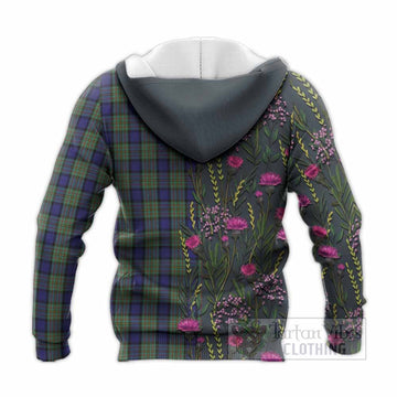 MacLaren (McLaren) Family Crest Tartan Knitted Hoodie Scottish Thistle Flower Pattern Half Style