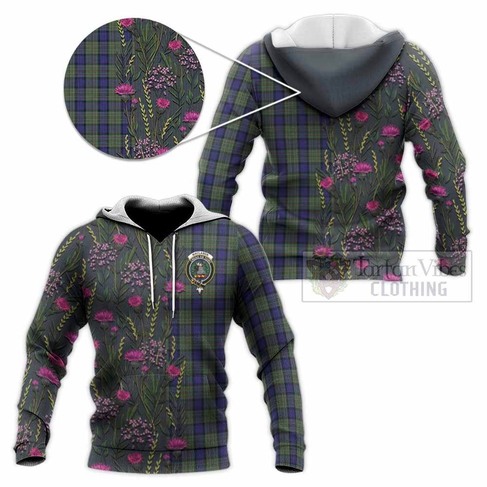 MacLaren (McLaren) Family Crest Tartan Knitted Hoodie Scottish Thistle Flower Pattern Half Style - Tartan Vibes Clothing