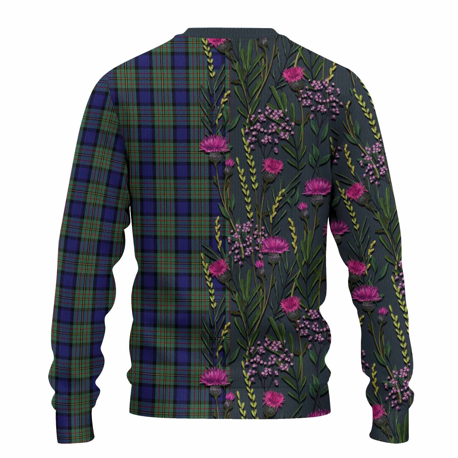 MacLaren (McLaren) Family Crest Tartan Knitted Sweater Scottish Thistle Flower Pattern Half Style - Tartan Vibes Clothing