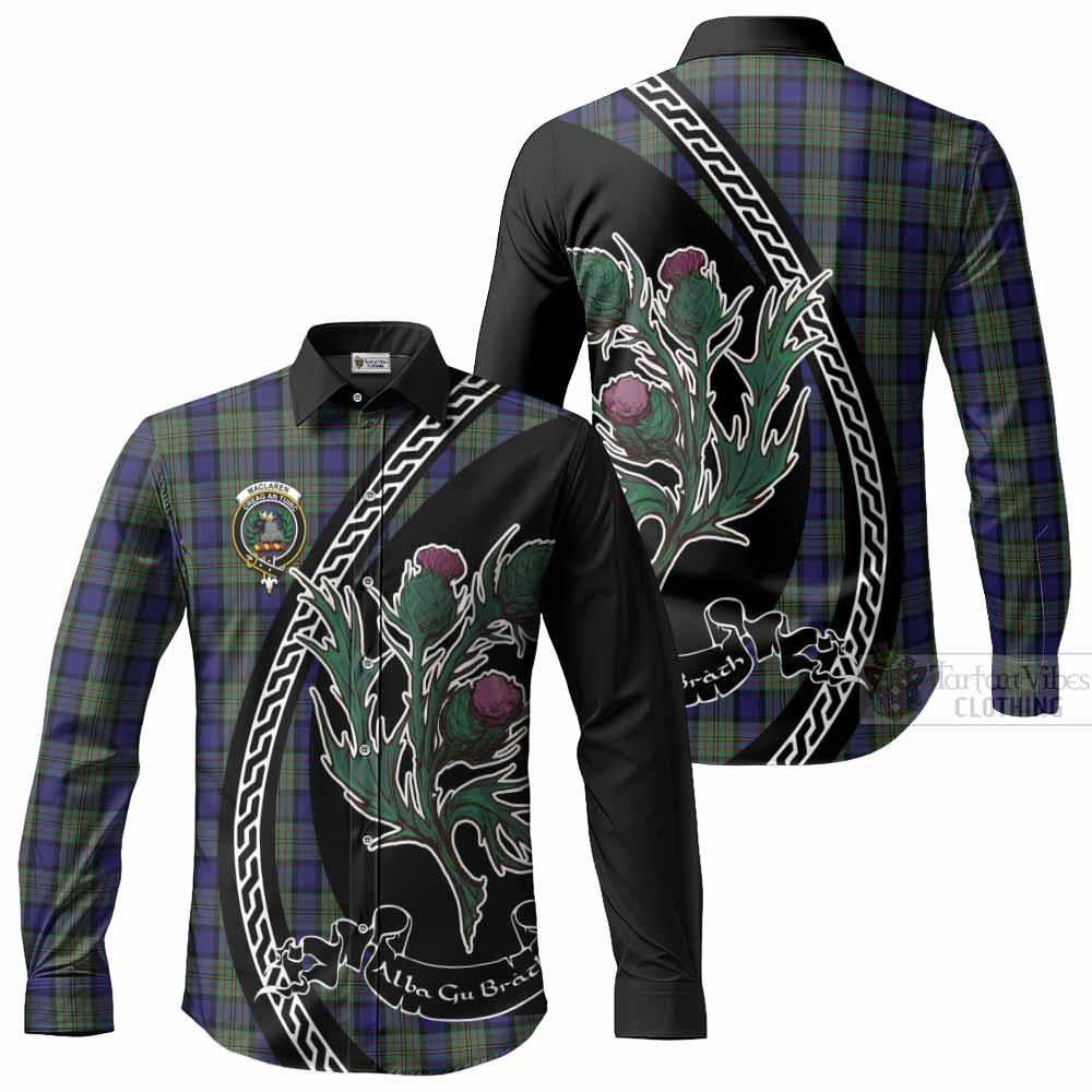 MacLaren (McLaren) Family Crest Tartan Long Sleeve Button Shirts Alba Thistle Inspired - Tartan Vibes Clothing