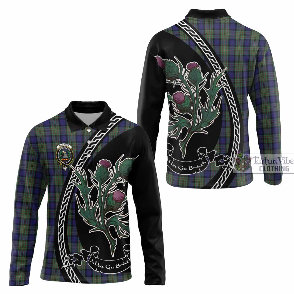 MacLaren (McLaren) Family Crest Tartan Long Sleeve Polo Shirt Alba Thistle Inspired - Tartan Vibes Clothing