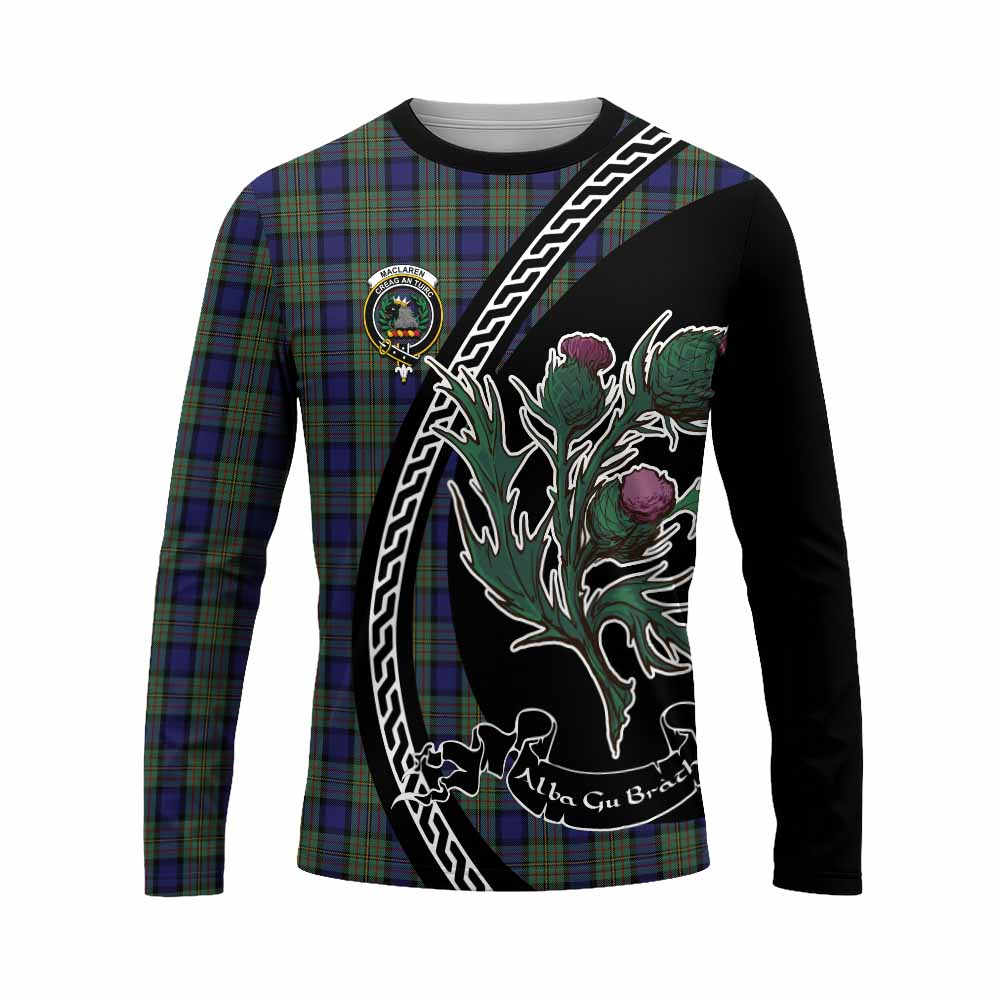 MacLaren (McLaren) Family Crest Tartan Long Sleeve T-Shirt Alba Thistle Inspired - Tartan Vibes Clothing