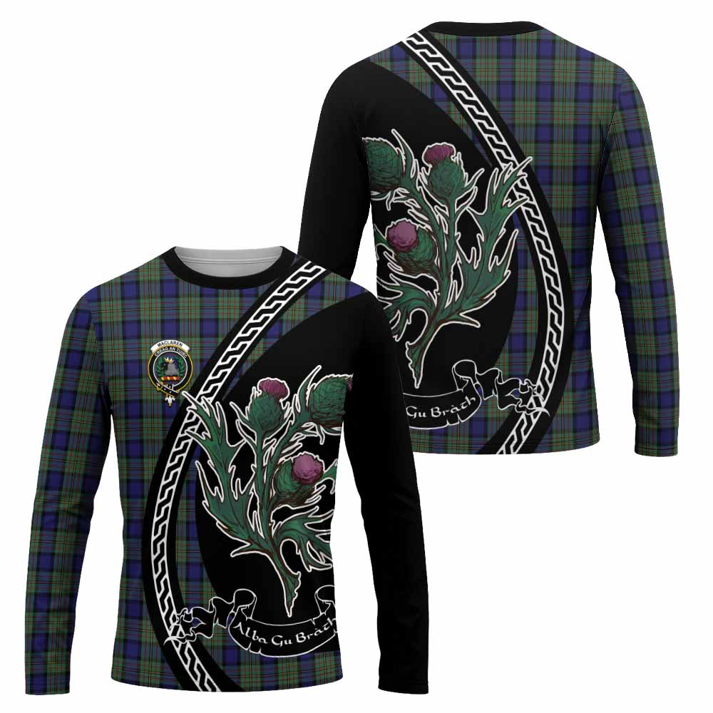 MacLaren (McLaren) Family Crest Tartan Long Sleeve T-Shirt Alba Thistle Inspired - Tartan Vibes Clothing