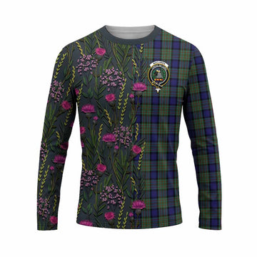 MacLaren (McLaren) Family Crest Tartan Long Sleeve T-Shirt Scottish Thistle Flower Pattern Half Style - Tartan Vibes Clothing