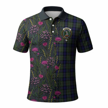 MacLaren (McLaren) Family Crest Tartan Polo Shirt Scottish Thistle Flower Pattern Half Style