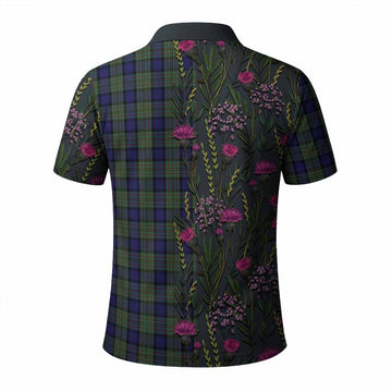 MacLaren (McLaren) Family Crest Tartan Polo Shirt Scottish Thistle Flower Pattern Half Style