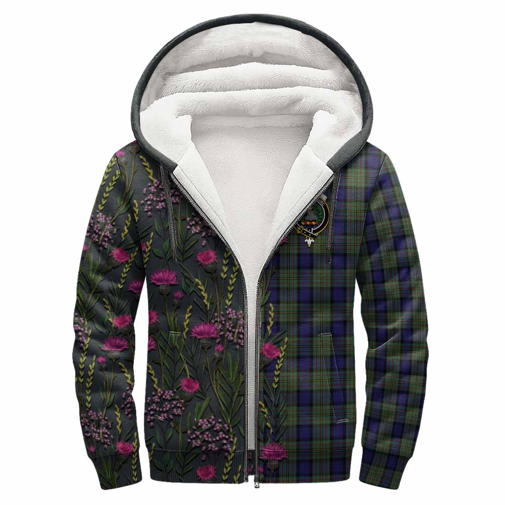 MacLaren (McLaren) Family Crest Tartan Sherpa Hoodie Scottish Thistle Flower Pattern Half Style - Tartan Vibes Clothing