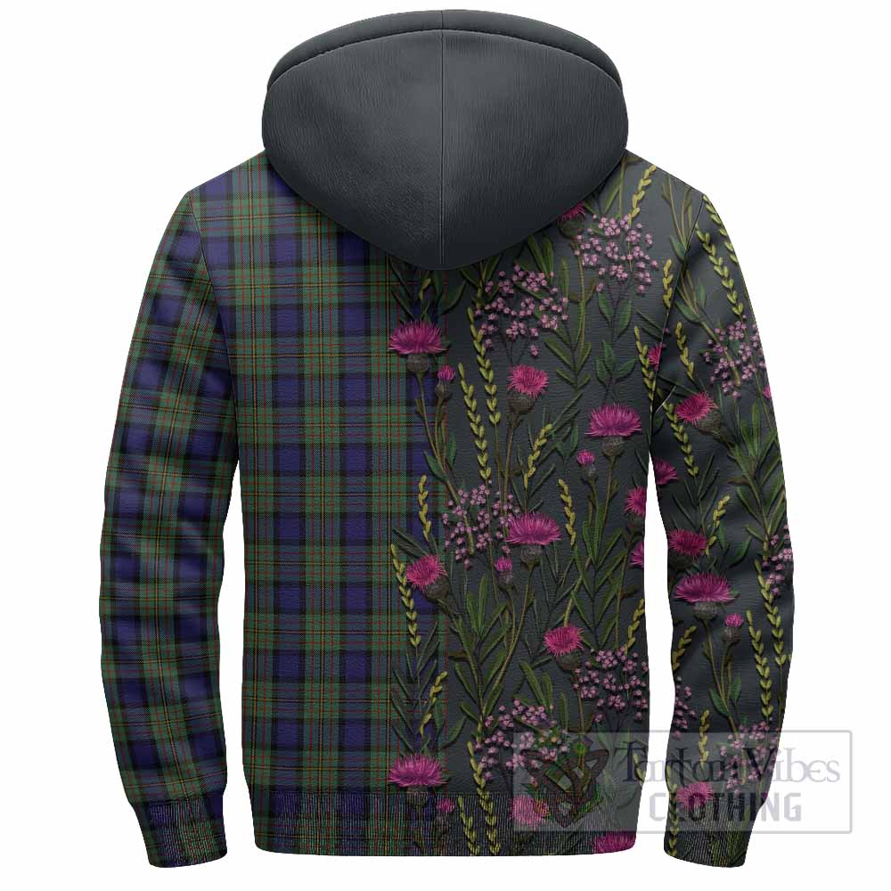 MacLaren (McLaren) Family Crest Tartan Sherpa Hoodie Scottish Thistle Flower Pattern Half Style - Tartan Vibes Clothing