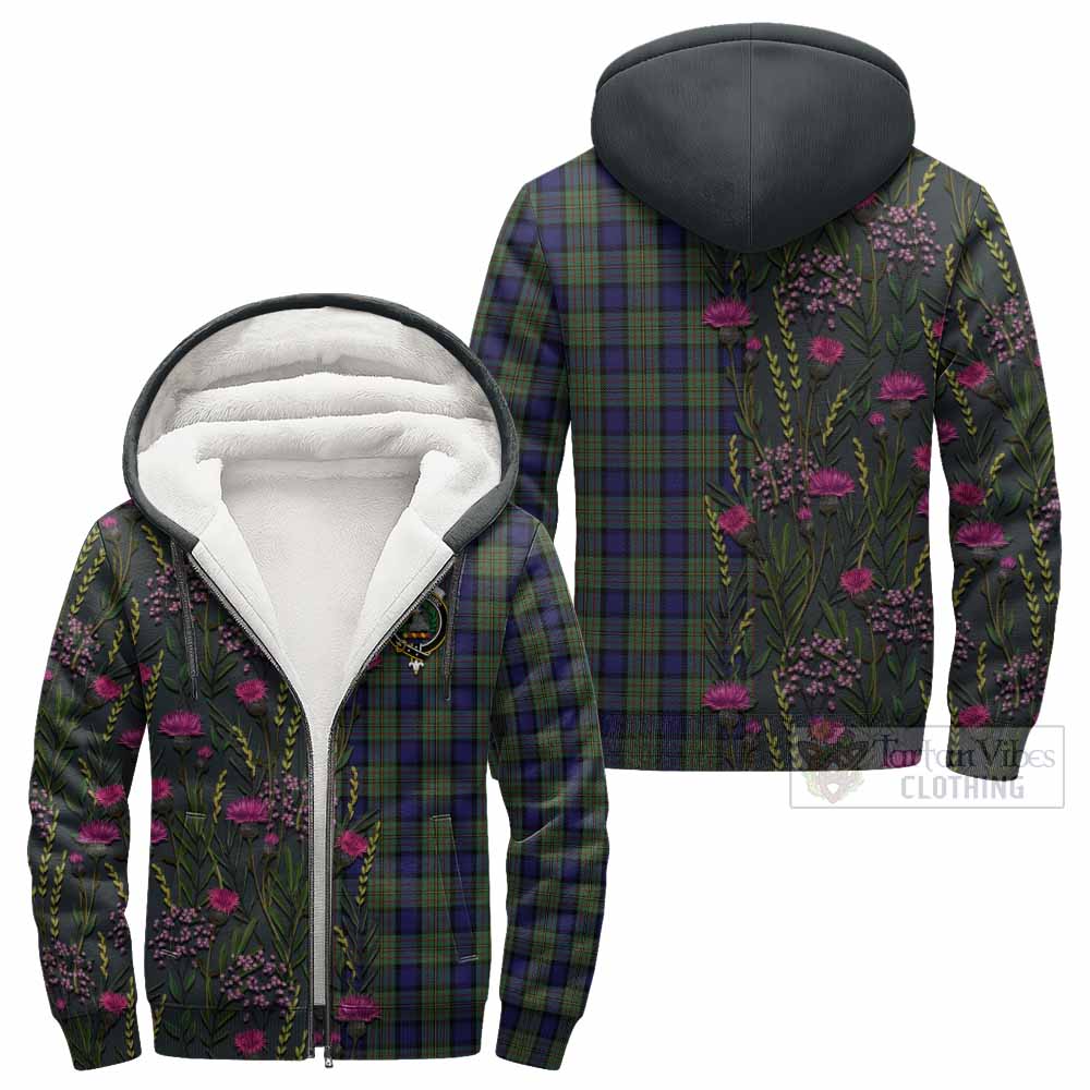 MacLaren (McLaren) Family Crest Tartan Sherpa Hoodie Scottish Thistle Flower Pattern Half Style - Tartan Vibes Clothing