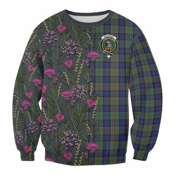 MacLaren (McLaren) Family Crest Tartan Sweatshirt Scottish Thistle Flower Pattern Half Style