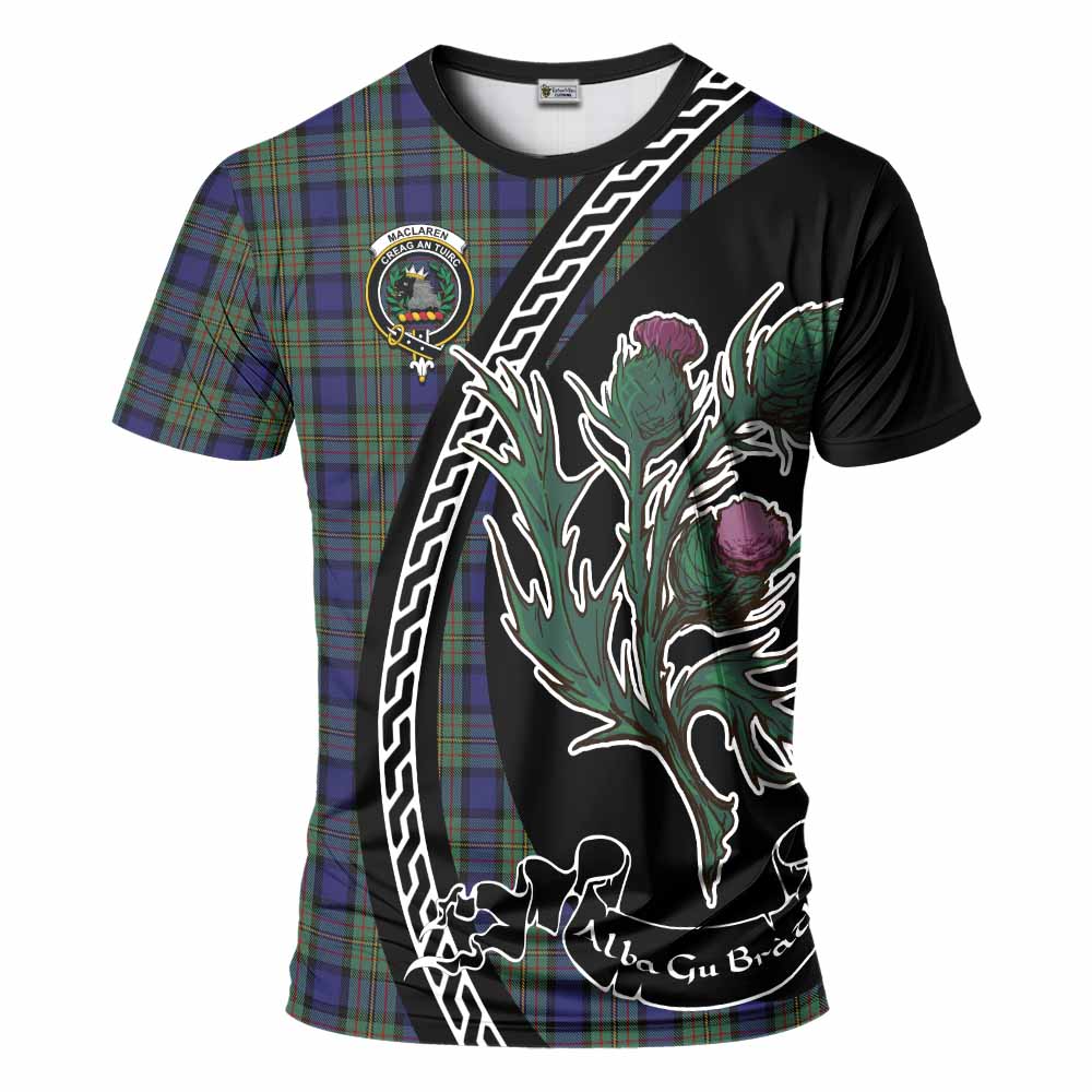 MacLaren (McLaren) Family Crest Tartan T-Shirt Alba Thistle Inspired - Tartan Vibes Clothing