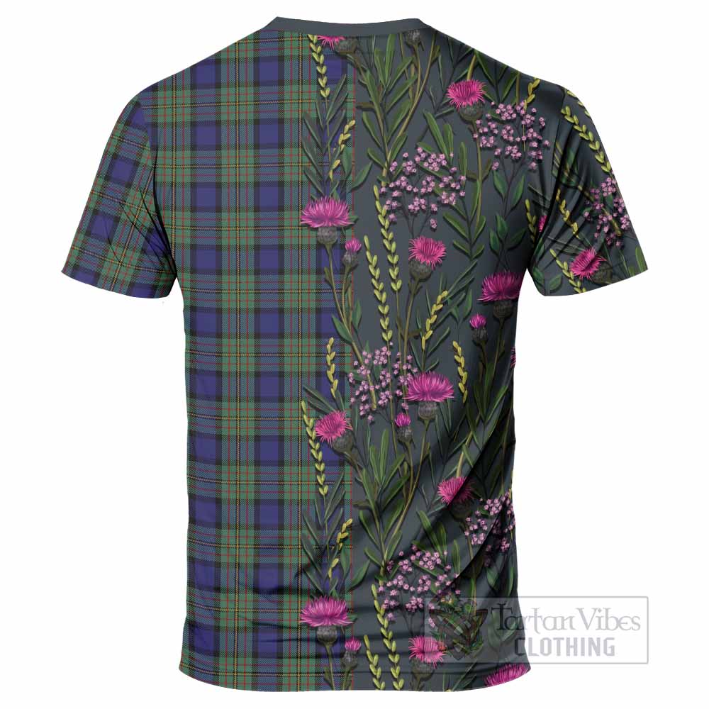 MacLaren (McLaren) Family Crest Tartan T-Shirt Scottish Thistle Flower Pattern Half Style - Tartan Vibes Clothing