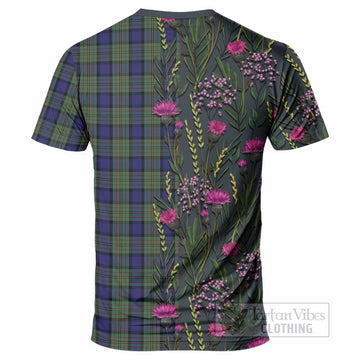 MacLaren (McLaren) Family Crest Tartan T-Shirt Scottish Thistle Flower Pattern Half Style - Tartan Vibes Clothing