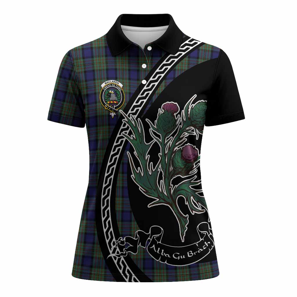 MacLaren (McLaren) Family Crest Tartan Women Polo Shirt Alba Thistle Inspired - Tartan Vibes Clothing