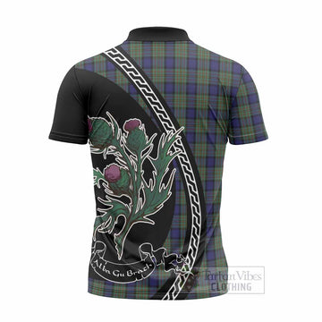 MacLaren (McLaren) Family Crest Tartan Zipper Polo Shirt Alba Thistle Inspired