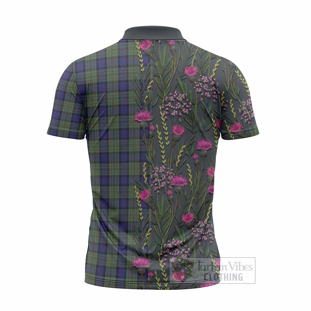 MacLaren (McLaren) Family Crest Tartan Zipper Polo Shirt Scottish Thistle Flower Pattern Half Style - Tartan Vibes Clothing