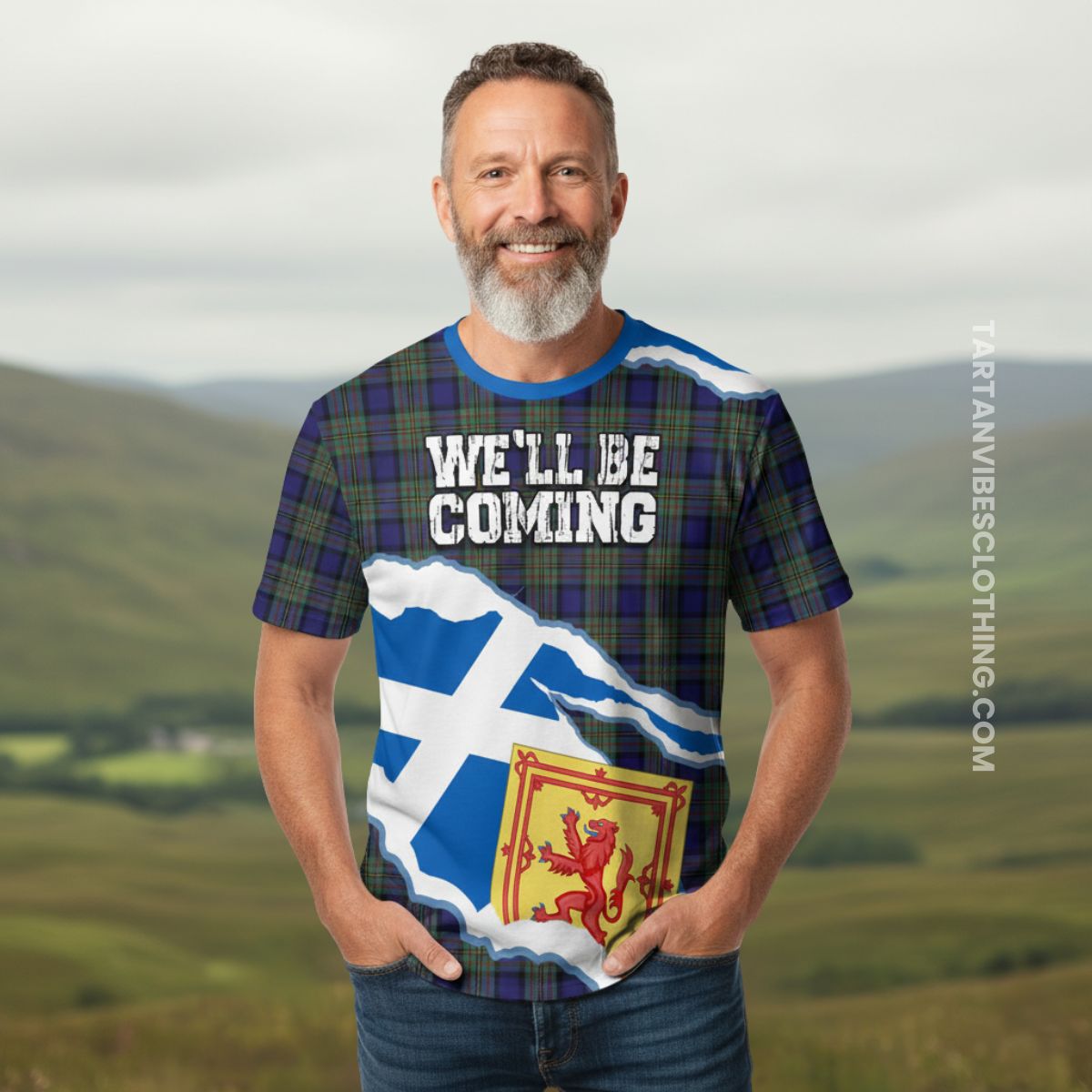 MacLaren (McLaren) Scotland Football Tartan T-Shirt We'll Be Coming