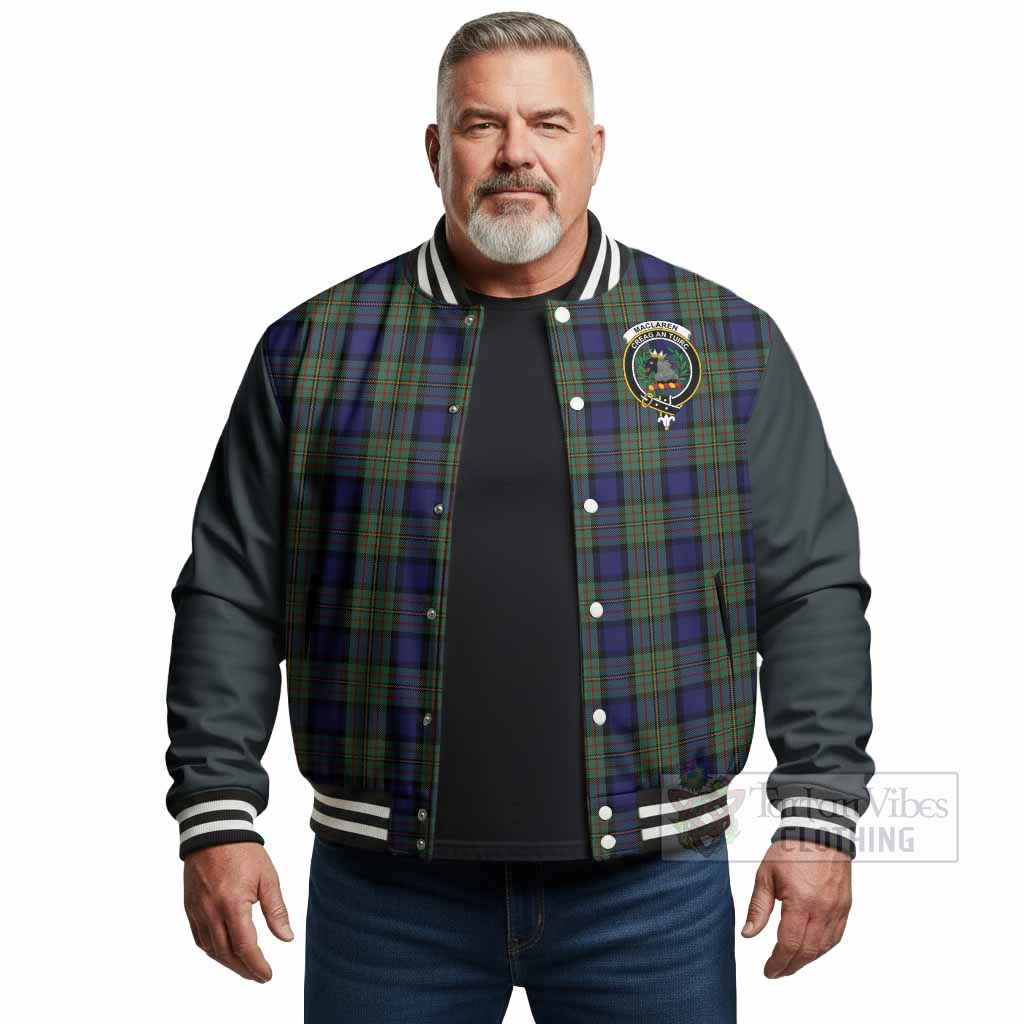 MacLaren (McLaren) Tartan Accent Baseball Jacket with Family Crest