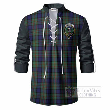 MacLaren (McLaren) Tartan Accent Ghillie Shirt with Family Crest