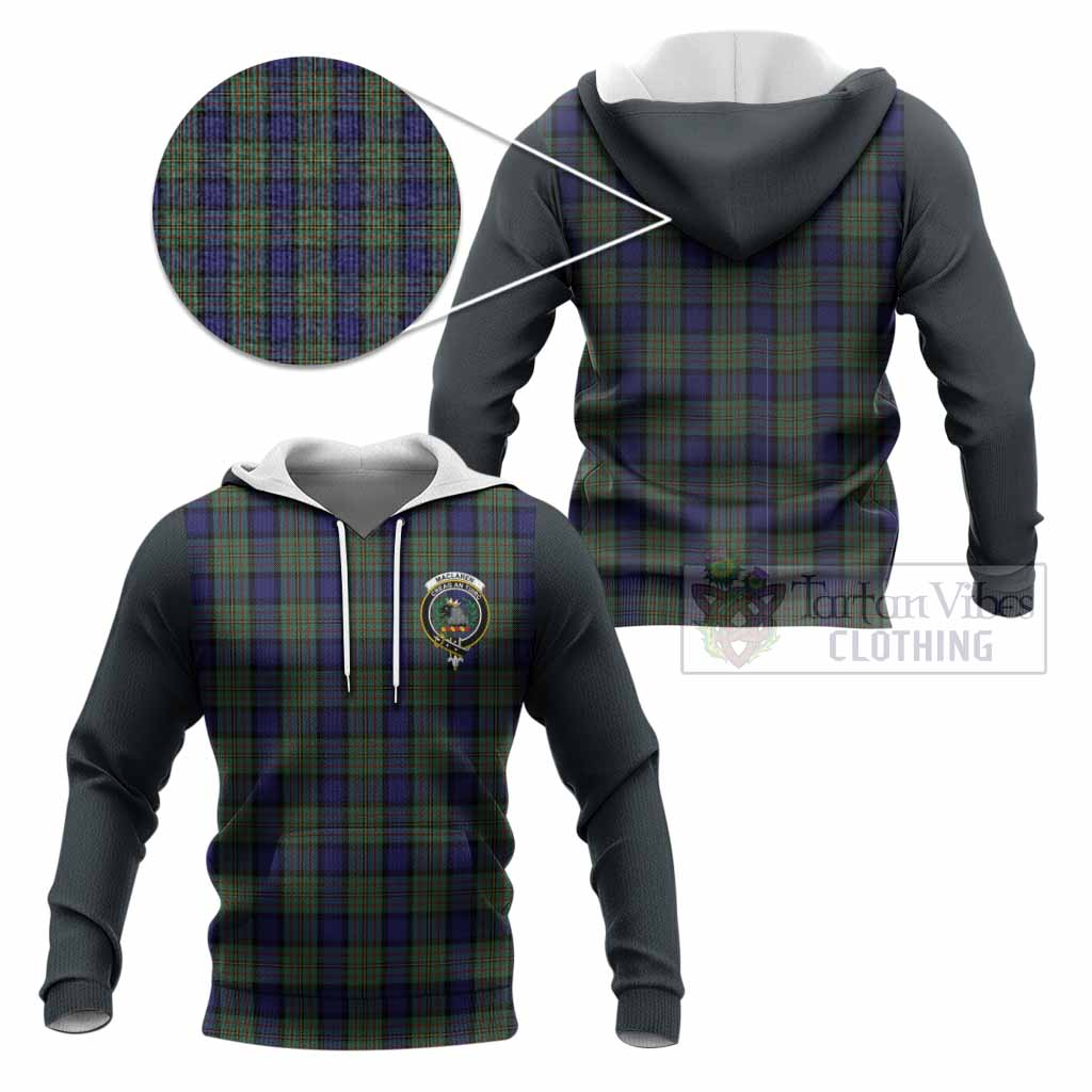 MacLaren (McLaren) Tartan Accent Knitted Hoodie with Family Crest