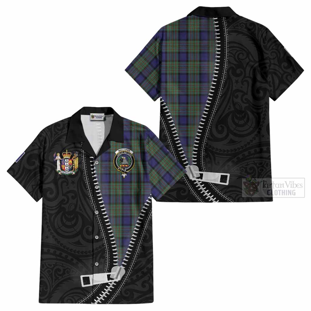 MacLaren (McLaren) Tartan Cotton Hawaiian Shirt New Zealand Pattern Unique Zipper Stylized