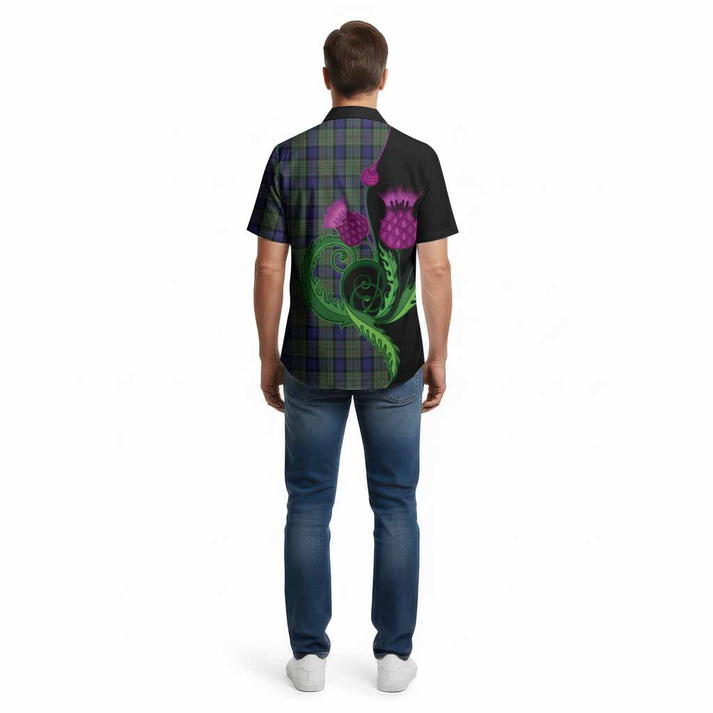 MacLaren (McLaren) Tartan Cotton Hawaiian Shirt Traditional Scottish Thistle