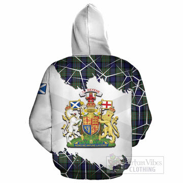 MacLaren (McLaren) Tartan Cotton Hoodie with Family Crest and Lion Rampant Grunge Style