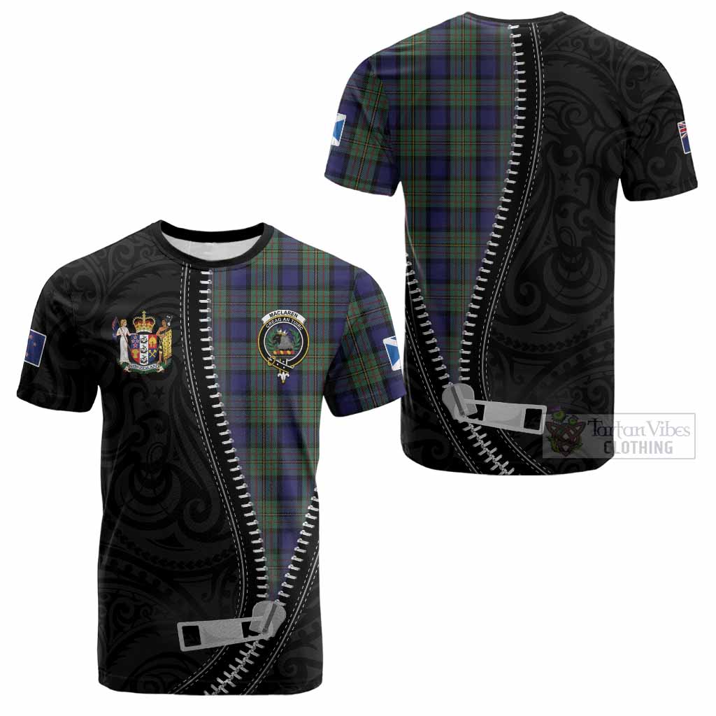 MacLaren (McLaren) Tartan Cotton T-shirt New Zealand Pattern Unique Zipper Stylized